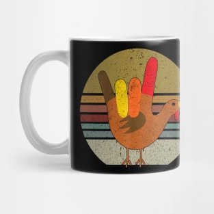 Peace Sign Turkey Hand Cool Thanksgiving Hippie Men Women Mug